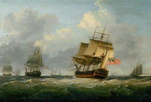 Seascape with Man o' War, , Dominique Serres