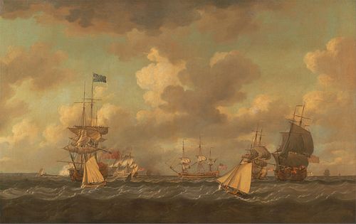 English Ships Coming to Anchor in a Fresh Breeze, 1750, Dominique Serres