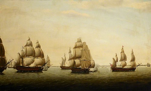 An English Frigate Chased by the French off the Indian Coast, , Dominique Serres