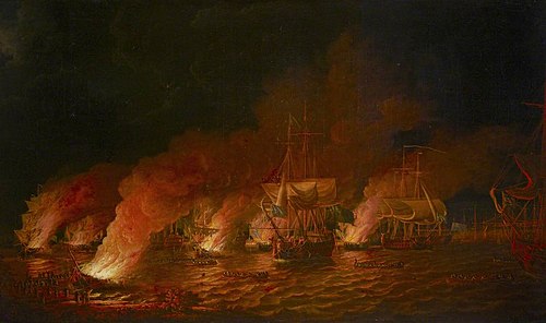 French Fireships Attacking the English Fleet off Quebec, 28 June 1759, , Dominique Serres