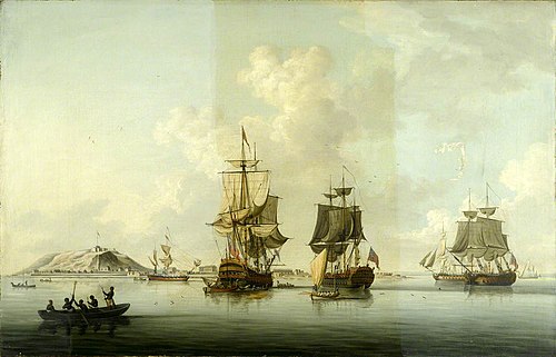 Attack on Goree, 29 December 1758: Ships at Anchor after the Action, 1750, Dominique Serres