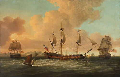 The East Indiaman 'Pitt' in three positions off Dover, 1786, Dominique Serres