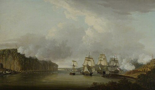 Forcing the Boom on the Hudson River, 9 October 1776, 1779, Dominique Serres