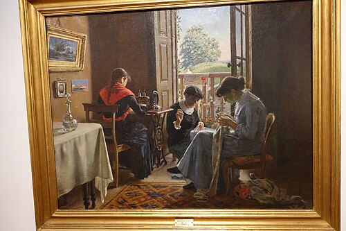 Interior (Costureiras trabalhando), 1884, João Marques de Oliveira