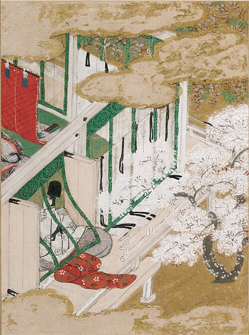Under the Cherry Blossoms (Hana no En), Illustration to Chapter 8 of the Tale of Genji (Genji monoga, , Tosa Mitsunobu