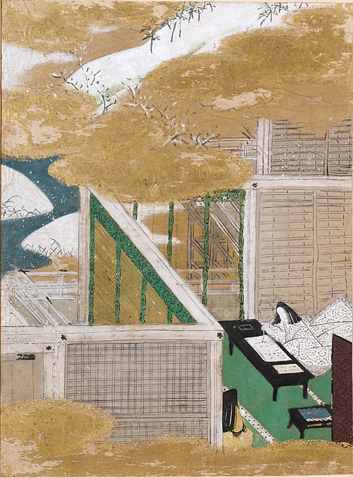 Writing Practice (Tenarai), Illustration to Chapter 53 of the Tale of Genji (Genji monogatari), , Tosa Mitsunobu