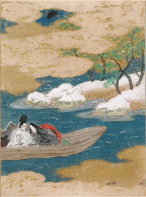 A Drifting Boat (Ukifune), Illustration to Chapter 51 of the Tale of Genji (Genji monogatari), , Tosa Mitsunobu