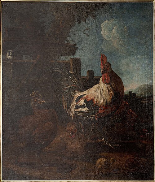 Rooster with hens and chickens, , Melchior de Hondecoeter