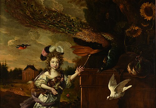 Fillette aux paons, 1680, Melchior de Hondecoeter