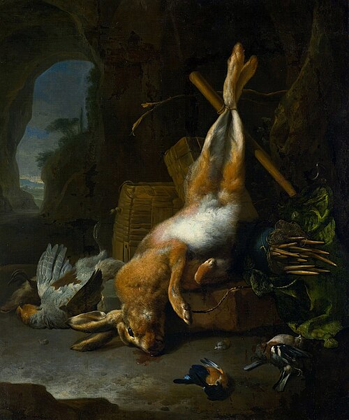Nature morte avec le trophée de chasse., 1660, Melchior de Hondecoeter
