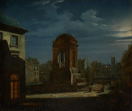 La Fontaine des Innocents, effet de nuit, 1822, Edmé-François Daubigny