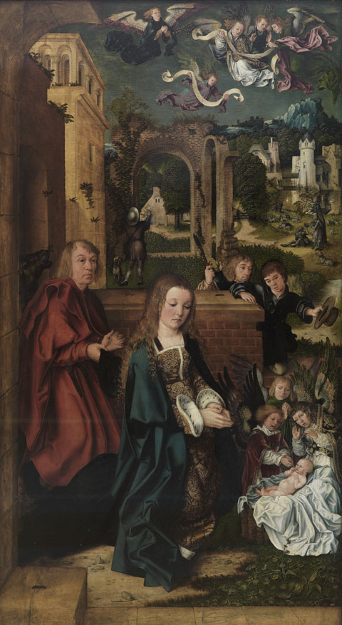 Anbetung des Kindes, verso: Verkündigung an Maria, Himmelfahrt Christi, 1510, Ulrich Apt