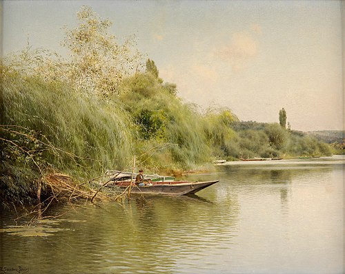 Fisherman and Son in a Boat, , Emilio Sánchez Perrier