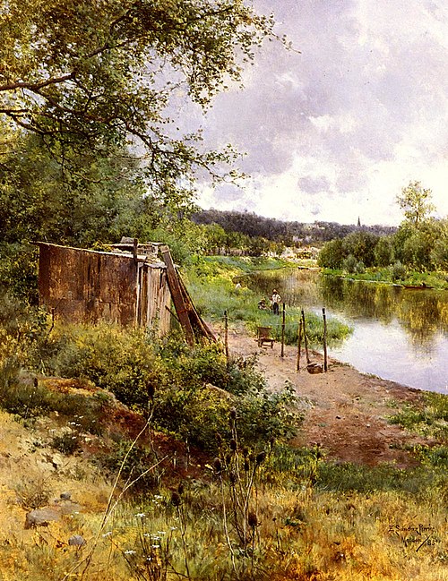 On The River Bank, 1885, Emilio Sánchez Perrier