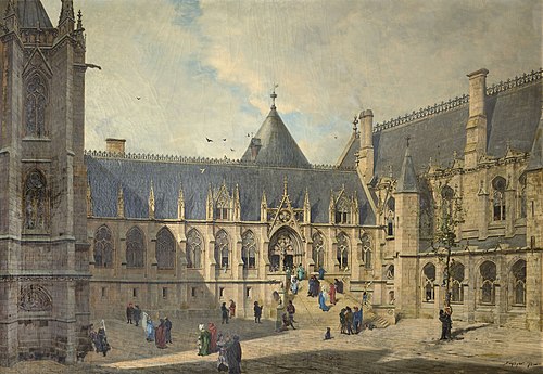 La cour du Mai du Palais de la Cité au Moyen-Âge, 1878, Emmanuel Lansyer