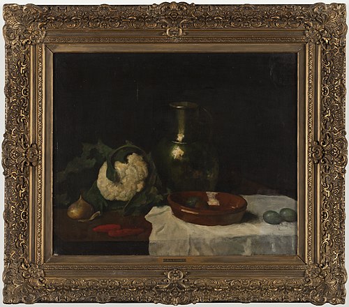 Stilleven met groenten en koperen kan, 1897, Jacobus Simon Hendrik Kever