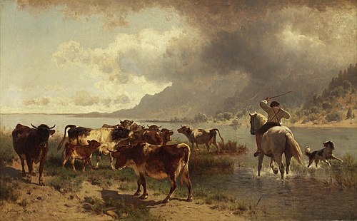 Cattle Herd on a Lakeshore, 1881, Conrad Bühlmayer