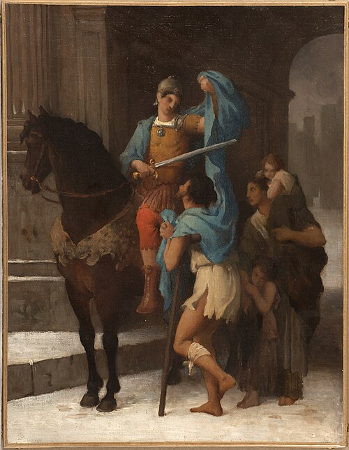 Esquisse pour l'église Saint-Nicolas-des-Champs : Saint Martin partageant son manteau avec un mendia, 1870, Ernest Michel