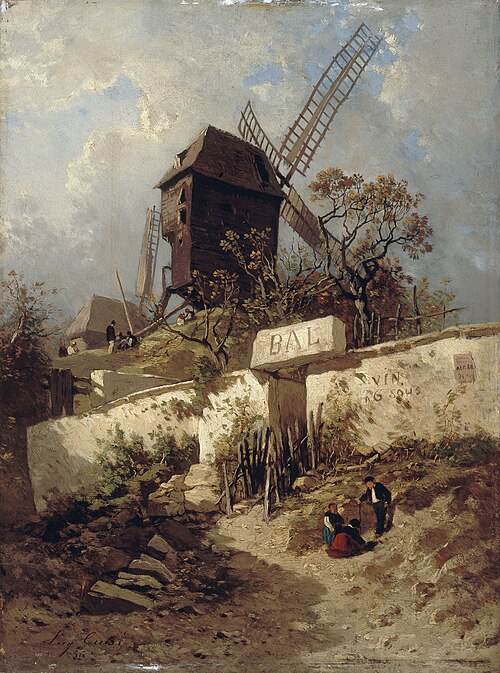Le Moulin de la Galette à Montmartre, 1856, Eugène Ciceri