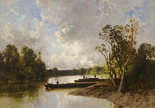 A Bavarian Lake with Fishing Boats, 1877, Eugène Ciceri
