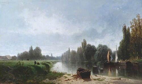 View on the Marne, France, 1866, Eugène Deshayes