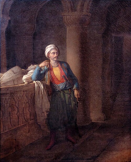 Maleck-Adhel attendant Mathilde au tombeau de Josselin de Montmorency, 1820, Eugénie Servières
