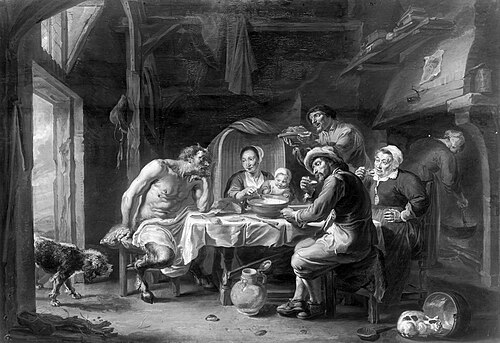 The satyr with the peasant family, , Willem van Herp