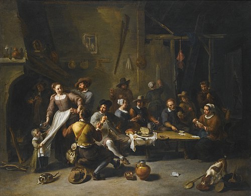 Tavern with merrymakers and card players, 1660, Willem van Herp