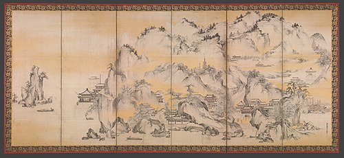 Jinshan Island and West Lake, 1630, Kanō Sanraku