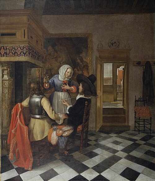Drinkers before the Fireplace, , Hendrick van der Burch