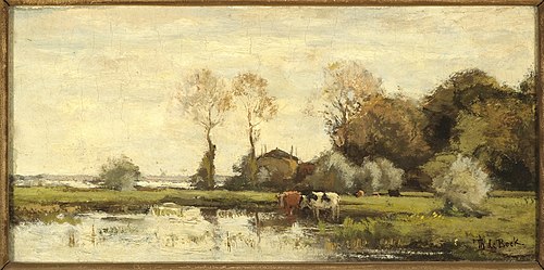 Koeien aan een plas., 1880, Théophile de Bock