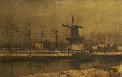 Canal Scene at Haarlem, 1875, Théophile de Bock