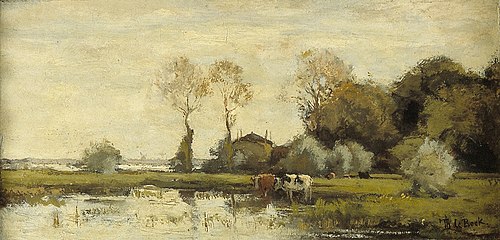 Koeien aan een plas, 1884, Théophile de Bock