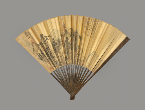文徵明画虎丘图颙琰书诗成扇, , Wen Zhengming