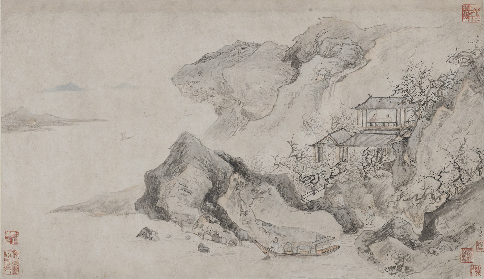 明  沈周  唐寅  文徵明  仇英人物四段合卷, 1467, Wen Zhengming