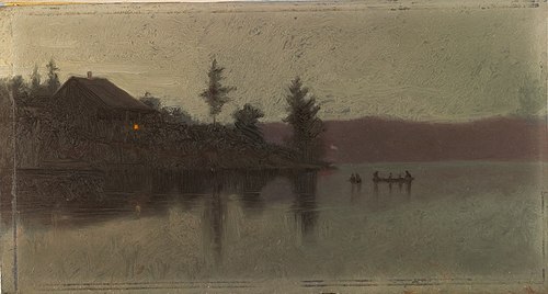 The Light of the "Smudge" and After Sunset Glow: Row Song at Chateaugay, 1874, Abbott Handerson Thayer