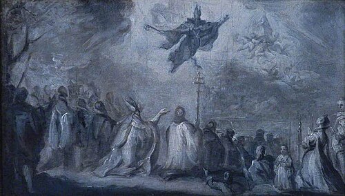 Saint Augustine Appearing to Prevent a Plague of Locusts, 1734, Miguel Jacinto Meléndez