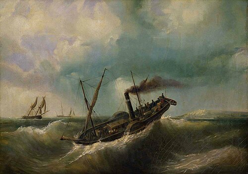 Bateau à vapeur devant Calais, 1836, Ferdinand Perrot