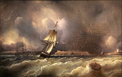 Vue de Brest prise de la rade, 1841, Ferdinand Perrot