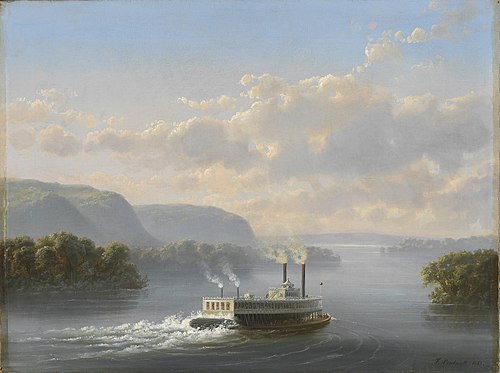 Steamwheeler on the Upper Mississippi, 1865, Ferdinand Richardt