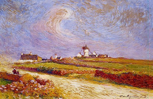 Campagne et moulins à vent, près de Batz, , Ferdinand du Puigaudeau