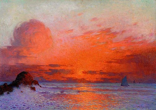 Bateaux à voile au coucher du soleil, , Ferdinand du Puigaudeau