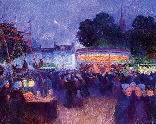 Fête foraine de nuit, Saint-Pol-de-Léon, 1895, Ferdinand du Puigaudeau