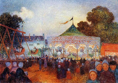Carrousel de nuit pendant la fête foraine, 1895, Ferdinand du Puigaudeau