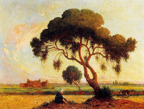 Bretonne assise sous un grand arbre, 1907, Ferdinand du Puigaudeau