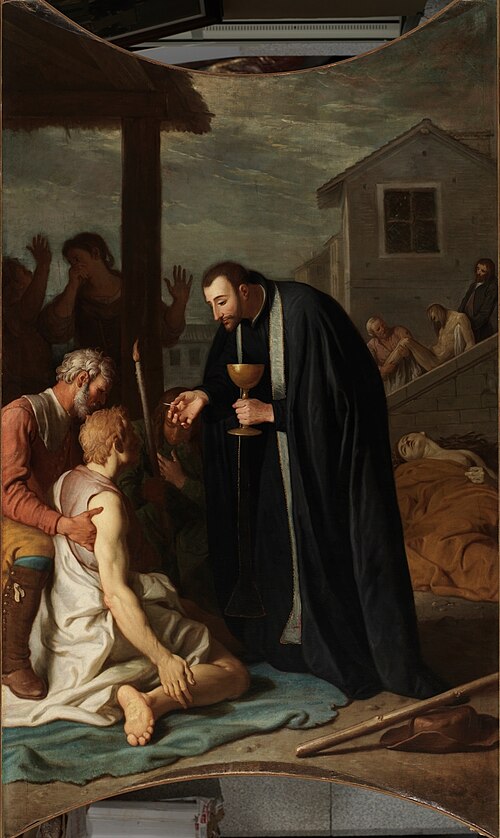 San Francisco de Regis dando la comunión a un tullido, 1702, Michel Ange Houasse