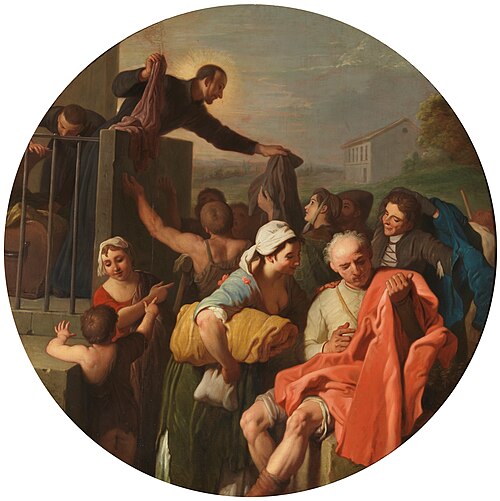 San Francisco de Regis repartiendo limosnas, 1702, Michel Ange Houasse