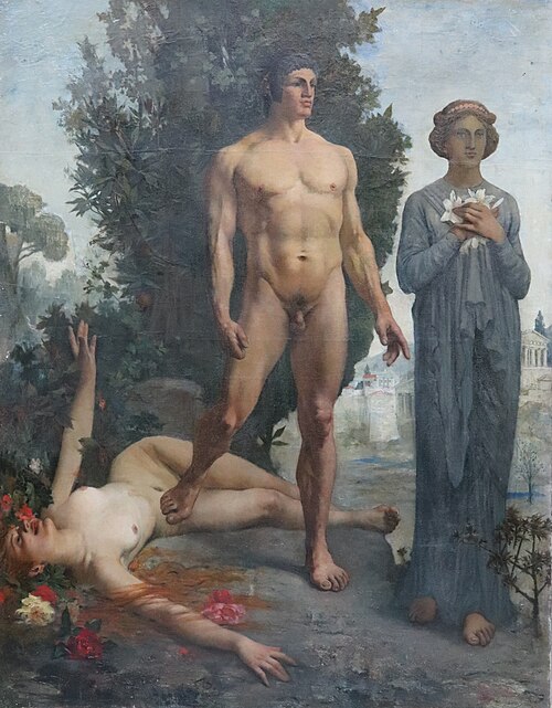 The virtue taught by the Spartans, 1899, Fernand Sabatté