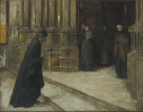 Under the church porch, 1899, Fernand Sabatté