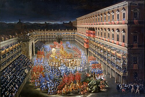 Carousel in the courtyard of the Palazzo Barberini in honour of Christina of Sweden on 28 February 1, 1656, Filippo Gagliardi